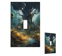 Fantasy Forest Wall Plate Cover Modern Decorative 1 Gang Light Switch Cover Unbreakable Receptacle Outlet Covers For Living Room Bedroom Home Decor Single Toggle