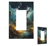 Fantasy Forest Wall Plate Cover Modern Decorative 1 Gang Light Switch Cover Unbreakable Receptacle Outlet Covers For Living Room Bedroom Home Decor 1 Gang