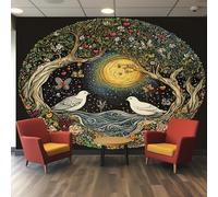 Fantasy Forest Wallpaper - Moon Floral Bird Wall Mural - Wall Murals for Living Room Bedroom - Photo Wallpaper & Home Decor Art - 130 x 80 cm A-440