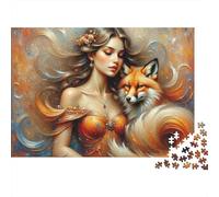 Fantasy Fox Artwork Jigsaw Puzzles Puzzle for Adults Kids. 1000 Pieces Impossible Challenge Toy Educational Game Home Decoration for Educational Games Gifts 38x26cm/1000pcs