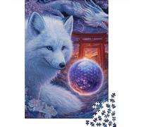 Fantasy Fox with Dragon And Torii Gate Jigsaw Puzzles Puzzles for Adults Kids. 1000 Pieces Impossible Challenge Toy Educational Games Home Decoration for Adults& Kids Age 14 Years Up 52x38cm/1000pcs
