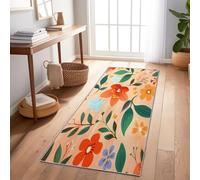 Fantasy Fun Plants Runner Rug 140 x 200 cm - Hallway Runner Washable Soft Non Shedding Indoor Carpet, Non Slip Multicolor Printed Carpets for Lounge Bedroom Bedside