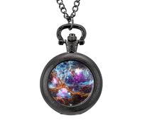 Fantasy Galaxy Starry Alloy Clock Vintage Pocket Watch Cute Hang Watches Pendent Necklace