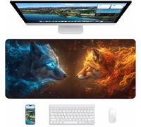 Fantasy Gaming Mouse Pad, Fox Large Mouse Mat 700x300x3mm, Desk Pad with Stitched Edges, Keyboard Mat with Waterproof Non-Slip Rubber Base, Desk Accessories and PC Accessories, Gifts for Women T-5757