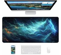 Fantasy Gaming Mouse Pad, Wolf Large Mouse Mat 600x300x3mm, Desk Pad with Stitched Edges, Keyboard Mat with Waterproof Non-Slip Rubber Base, Desk Accessories and PC Accessories, Gifts for Women 2-7797