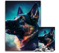 Fantasy German Shepherd Jigsaw Puzzles for Adults 1000 Piece Wooden Jigsaw Puzzles for Adults Ideal for Lover, Perfect Christmas, New Year, Valentine's Gift 50x75CM/19.68x29.52inch