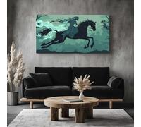 Fantasy Ghost Wall Art for Bedroom Horror Horse Large Canvas Pictures for Living Room Mythical Woman Paintings Home Decor 50x100cm