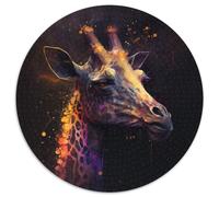 Fantasy Giraffe Adult Jigsaw Puzzles 1000 Pieces Round Jigsaw Puzzle 1000 Pieces Skill Level Beginner, Great for Birthday 67.5x67.5cm
