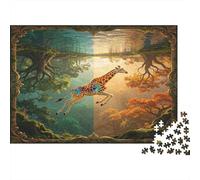 Fantasy Giraffe Forest 1000 Piece Jigsaw Puzzle Paper for Adults Magical Nature Scene Jigsaw Puzzle for Family Leisure Focus Home Decor Gift 70x50cm/1000pcs