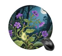 Fantasy Glowing Plants Round Mouse Pads Non-Slip Rubber Base Mouse Mat Cute Mousepad Funny Computer Desk Accessories for Office Home Gaming Work 7.8 X7.8 Inch