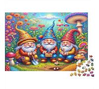 Fantasy Gnomes Garden Puzzles for Adults 1000 Piece PuzzlesThree Gnomes Meadow for Adults Educational Challenge Fun Activity for Home Beautiful Decoration Puzzled52x38cm/1000pcs
