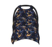 Fantasy Gold Blue Phoenix Print Baby Car Seat Covers, Breathable Nursing Cover Breastfeeding Cover, Stroller Covers, Multi-use Infant Carseat Canopy, Baby Boys Girls Newborn Essentials