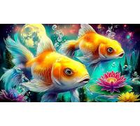 Fantasy-Goldfish-Under-Moonlight Jigsaw Puzzles for Adults: 1000-Piece Recycled Cardboard Decoration 38x26cm/1000pcs