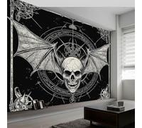Fantasy Gothic Bat Skull Mural Wallpaper 350x256 cm, Black Wall Murals for Bedrooms Living Room Children Nursery Wall Mural Art Deco, Photo Wallpaper Poster Decoration