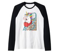 Fantasy Graphic Design Roller Coaster Unicorn Amusement Park Raglan Baseball Tee
