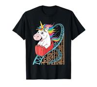 Fantasy Graphic Design Roller Coaster Unicorn Amusement Park T-Shirt