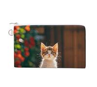 Fantasy Green Dragonfly Coin Purse Canvas Wallet Cute Change Purse Small Storage Bag with Zipper, Kittens dancing, One Size, Flowers and Animals