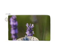 Fantasy Green Dragonfly Coin Purse Canvas Wallet Cute Change Purse Small Storage Bag with Zipper, Lavender Purple and White Butterfly, One Size, Flowers and Animals