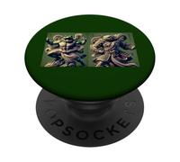 Fantasy Guardian Duo - Frog Warrior & Lion Deity Art PopSockets Adhesive PopGrip