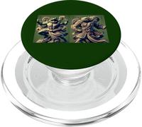 Fantasy Guardian Duo - Frog Warrior & Lion Deity Art PopSockets PopGrip for MagSafe