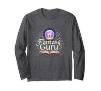 Fantasy Guru: Magical Book Adventure for Dreamers Long Sleeve T-Shirt, Adult Unisex, Dark Heather Grey, XL