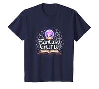 Fantasy Guru: Magical Book Adventure for Dreamers T-Shirt, Kids, Navy, 6 Years