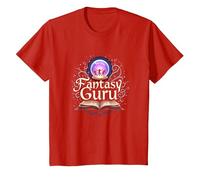 Fantasy Guru: Magical Book Adventure for Dreamers T-Shirt, Kids, Red, 12 Years