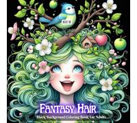 Fantasy Hair Coloring Book: Grayscale Fantasy Portraits with Enchanted Girls, Elves, and Magical Worlds Hidden in Their Hair - Black Background Art ... - Grayscale coloring book for Adults)