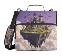 Fantasy Halloween Floating Castle 3 Rings Binder with Extra Pockets with Strap Multiple Pockets Document Binder Organizer for Middle Student
