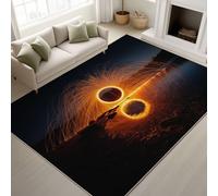 Fantasy Halo Sparks Lake Soft Carpet Runners for Hallway Non-Slip 60 x 90 cm, Rugs Printed Design Bedroom， Orange Bedside Carpets for Kitchen, Lounge