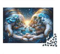 Fantasy Hands Village 1000 Piece Jigsaw Puzzle for Adults, Cardboard, Hands Holding World, Educational Family Puzzle, Develops Patience & Problem-Solving Skills 70x50cm/1000pcs