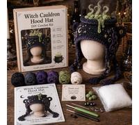 Fantasy Hood Hat Crochet Kit, DIY Animal Character Knit Set,Hood Hat DIY Crochet Kit Animal Shape Hand Knitting Craft Supplies for Adult Handmade Wearable Costume Headwear (Witch)