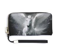 Fantasy Horse Leather Wallet Fashion Purse Long Pouch with Wrist Strap for Men Women
