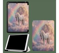 Fantasy Horse Rainbow Pattern Case for iPad (A16) 11th Generation 11 Inch 2025, Tri-fold Stand Leather Cover, Slim Protective Case Smart Cover with Auto Sleep Wake Elegance Animals