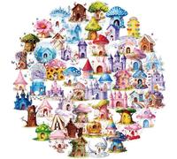 Fantasy House Stickers for Scrapbooking and Journaling, 56 Fairy Tale Mushroom House and Castle Stickers for Teens and Adults, DIY Decoration for Laptops, Notebooks and Smooth Surfaces