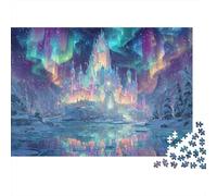 Fantasy Ice Castle 1000 Piece Aurora Borealis Landscape Jigsaw Puzzle For Adults Thick Card Board Relaxation Puzzle Game Wall Decoration 38x26cm/1000pcs