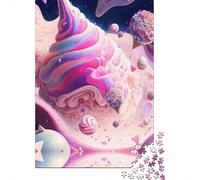 Fantasy Ice Cream Planet 1000 Piece Jigsaw Puzzle Paper for Adults Candy Space Scene Puzzle Game for Family Relaxation Focus Home Gift 52x38cm/1000pcs