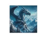 Fantasy Ice Dragon Snow Mountain Epic Landscape Blue Glow Mystical Aurora Poster Poster Decorative Painting Canvas Wall Posters And Art Picture Print Modern Family Bedroom Decor Posters 20x20inch(50x5