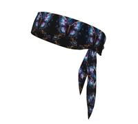 Fantasy Illustrated Butterfly Print Quick-Drying Sports Headband - Adjustable Elastic Sweatband, for Basketball, Running, Tennis