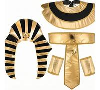 Fantasy Intricate Costume Accessory With Trim And Woven Patterns For Ancient Kingdom Ensemble Suitable For Fantasy Conventions Holiday Shows, Gold And Black Pharaoh Costume Set, One Size