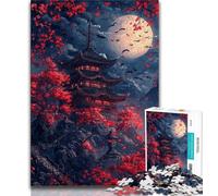 Fantasy Japanese Temple 1000 Piece Jigsaw Puzzles,Help The Brain Exercise Addictive Toys to Cultivate Patience Unique Challenge Game (75x50cm)