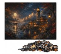 Fantasy Japanese Village Under Starry Sky Jigsaw Puzzle, 1000 Pieces