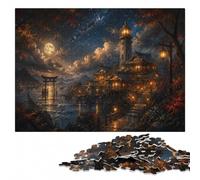 Fantasy Japanese Village Under Starry Sky Jigsaw Puzzle, 300 Pieces