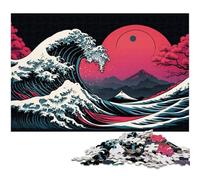Fantasy Japanese Waves 1000 Pieces Puzzles for Adults cardboard Puzzles DIY Decoration, Brain Challenge, for Adult, Family, 26X38CM/10.23x14.96inch