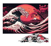 Fantasy Japanese Waves JigsawPuzzle 1000 Pieces for Adults Jigsaw Puzzles Perfect for Teenagers & Collectors, Ideal Home Decor & Travel Gift 26X38CM/10.23x14.96inch
