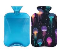 Fantasy Jellyfish Hot Water Bottle with Cover, Ocean Animal 2L Hot Water Bag for Pain Relief, Neck Soft and Shoulder, Hand Feet Warmer, Hot and Cold Compress for Adult Kids