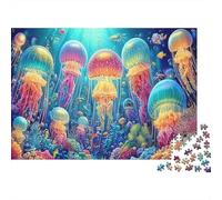 Fantasy Jellyfish Ocean 1000 Piece Paper Jigsaw Puzzle for Adults Brain Training Marine Wall Decor Jellyfish Underwater Puzzle 38x26cm/1000pcs