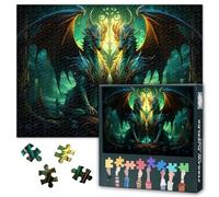 Fantasy Jigsaw Puzzles, Ancient Dragons with Scales of Emerald and Gold Puzzle for Adults 1000 Pieces, Impossible Challenging Difficult Jigsaw Puzzles for Adults, 19.5 x 27.5 Inch
