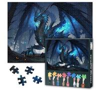 Fantasy Jigsaw Puzzles, Dragon in a Dark Forest with Lights Puzzle for Adults 1000 Pieces, Impossible Challenging Difficult Jigsaw Puzzles for Adults, 19.5 x 27.5 Inch