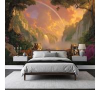 Fantasy Jungle Forest Tiger Mural Wallpaper, Non-Woven Wall Mural Decoration 300 x 210 cm, Tropical Rainforest Paper Poster for Bedroom Playroom Teen Hallway Home Decoration Wallpaper